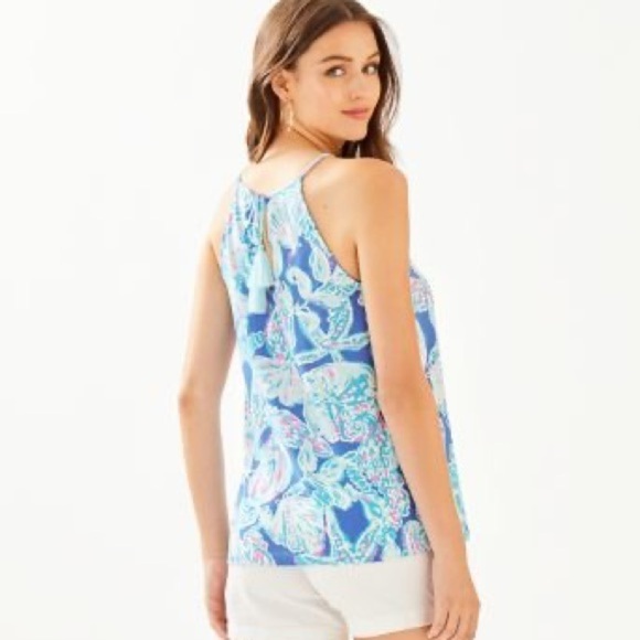 Lilly Pulitzer Margot Blue Haven Pop Up Into The Deep Tank Top Blouse - Picture 7 of 7
